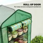 Outsunny Mini Greenhouse with Screen Roof, 5 Tier Portable Small Greenhouse with High Strength PE Cover, Green - Image 7