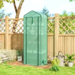 Outsunny Mini Greenhouse with Screen Roof, 5 Tier Portable Small Greenhouse with High Strength PE Cover, Green - Image 9