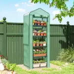 Outsunny Mini Greenhouse with Screen Roof, 5 Tier Portable Small Greenhouse with High Strength PE Cover, Green - Image 10