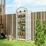 Outsunny Mini Greenhouse with Screen Roof, 5 Tier Portable Small Greenhouse with High Strength PE Cover, White - Image 2