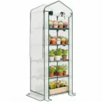 Outsunny Mini Greenhouse with Screen Roof, 5 Tier Portable Small Greenhouse with High Strength PE Cover, White - Image 11