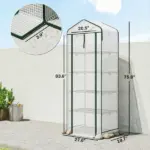 Outsunny Mini Greenhouse with Screen Roof, 5 Tier Portable Small Greenhouse with High Strength PE Cover, White - Image 3
