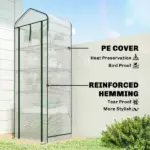 Outsunny Mini Greenhouse with Screen Roof, 5 Tier Portable Small Greenhouse with High Strength PE Cover, White - Image 5
