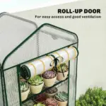 Outsunny Mini Greenhouse with Screen Roof, 5 Tier Portable Small Greenhouse with High Strength PE Cover, White - Image 7