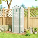 Outsunny Mini Greenhouse with Screen Roof, 5 Tier Portable Small Greenhouse with High Strength PE Cover, White - Image 9