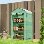 Outsunny Mini Greenhouse with Screen Roof, Portable Small Greenhouse with Roll-Up Zipper Door, 27.6 Inch x 19.7 Inch x 50 Inch, Green - Image 2