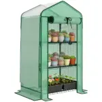 Outsunny Mini Greenhouse with Screen Roof, Portable Small Greenhouse with Roll-Up Zipper Door, 27.6 Inch x 19.7 Inch x 50 Inch, Green - Image 11