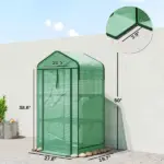 Outsunny Mini Greenhouse with Screen Roof, Portable Small Greenhouse with Roll-Up Zipper Door, 27.6 Inch x 19.7 Inch x 50 Inch, Green - Image 3