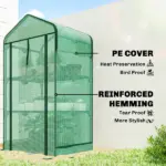 Outsunny Mini Greenhouse with Screen Roof, Portable Small Greenhouse with Roll-Up Zipper Door, 27.6 Inch x 19.7 Inch x 50 Inch, Green - Image 5