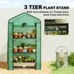 Outsunny Mini Greenhouse with Screen Roof, Portable Small Greenhouse with Roll-Up Zipper Door, 27.6 Inch x 19.7 Inch x 50 Inch, Green - Image 6
