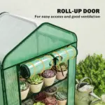 Outsunny Mini Greenhouse with Screen Roof, Portable Small Greenhouse with Roll-Up Zipper Door, 27.6 Inch x 19.7 Inch x 50 Inch, Green - Image 7
