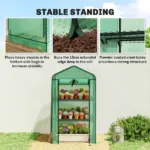 Outsunny Mini Greenhouse with Screen Roof, Portable Small Greenhouse with Roll-Up Zipper Door, 27.6 Inch x 19.7 Inch x 50 Inch, Green - Image 8