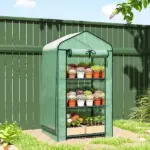 Outsunny Mini Greenhouse with Screen Roof, Portable Small Greenhouse with Roll-Up Zipper Door, 27.6 Inch x 19.7 Inch x 50 Inch, Green - Image 10