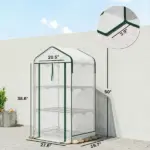 Outsunny Mini Greenhouse with Screen Roof, Portable Small Greenhouse with Roll-Up Zipper Door, 27.6" x 19.7" x 50", White - Image 3