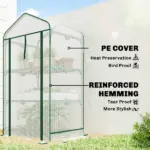 Outsunny Mini Greenhouse with Screen Roof, Portable Small Greenhouse with Roll-Up Zipper Door, 27.6" x 19.7" x 50", White - Image 5