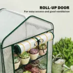 Outsunny Mini Greenhouse with Screen Roof, Portable Small Greenhouse with Roll-Up Zipper Door, 27.6" x 19.7" x 50", White - Image 7
