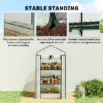 Outsunny Mini Greenhouse with Screen Roof, Portable Small Greenhouse with Roll-Up Zipper Door, 27.6" x 19.7" x 50", White - Image 8