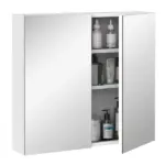 Kleankin Mirrored Medicine Cabinet 24x22 Steel Frame Wall-Mounted Double Doors White - Image 13
