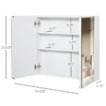Kleankin Mirrored Medicine Cabinet 24x22 Steel Frame Wall-Mounted Double Doors White - Image 3
