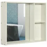 Mirrored Wall Organizer: 31.5x25.5" White Wall-Mounted 2-Tier Medicine Cabinet