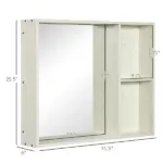 Mirrored Wall Organizer: 31.5x25.5" White Wall-Mounted 2-Tier Medicine Cabinet - Image 3
