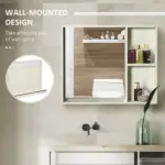 Mirrored Wall Organizer: 31.5x25.5" White Wall-Mounted 2-Tier Medicine Cabinet - Image 4
