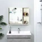 Mirrored Wall Organizer: 31.5x25.5" White Wall-Mounted 2-Tier Medicine Cabinet - Image 10