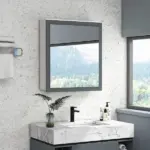 Mirrored Wall Organizer: White Wall-Mounted Bathroom Cabinet with Double Doors and Shelves - Image 2