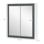 Mirrored Wall Organizer: White Wall-Mounted Bathroom Cabinet with Double Doors and Shelves - Image 3