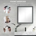 Mirrored Wall Organizer: White Wall-Mounted Bathroom Cabinet with Double Doors and Shelves - Image 5