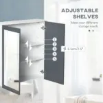 Mirrored Wall Organizer: White Wall-Mounted Bathroom Cabinet with Double Doors and Shelves - Image 6