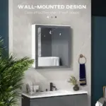 Mirrored Wall Organizer: White Wall-Mounted Bathroom Cabinet with Double Doors and Shelves - Image 7