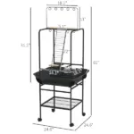 Mobile Bird Stand with Wheels Perches Stainless Steel Feed Bowls Pull-Out Tray for Small Parrot Dark Gray - Image 3
