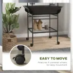 Mobile Bird Stand with Wheels Perches Stainless Steel Feed Bowls Pull-Out Tray for Small Parrot Dark Gray - Image 5