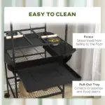 Mobile Bird Stand with Wheels Perches Stainless Steel Feed Bowls Pull-Out Tray for Small Parrot Dark Gray - Image 6