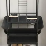 Mobile Bird Stand with Wheels Perches Stainless Steel Feed Bowls Pull-Out Tray for Small Parrot Dark Gray - Image 8