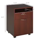 Mobile File Cabinet Organizer with Drawer Brown Printer Stand with Castors for Office - Image 3