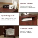 Mobile File Cabinet Organizer with Drawer Brown Printer Stand with Castors for Office - Image 4