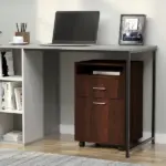 Mobile File Cabinet Organizer with Drawer Brown Printer Stand with Castors for Office - Image 10