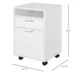Mobile File Cabinet White File Storage Organizer with Drawer Printer Stand with Castors - Image 3