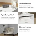 Mobile File Cabinet White File Storage Organizer with Drawer Printer Stand with Castors - Image 4