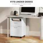 Mobile File Cabinet White File Storage Organizer with Drawer Printer Stand with Castors - Image 5