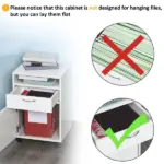 Mobile File Cabinet White File Storage Organizer with Drawer Printer Stand with Castors - Image 6