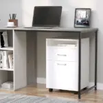 Mobile File Cabinet White File Storage Organizer with Drawer Printer Stand with Castors - Image 8