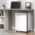 Mobile File Cabinet White File Storage Organizer with Drawer Printer Stand with Castors - Image 10