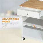 HOMCOM Mobile Kitchen Trolley, White, Elegant Glass Panel Door, Metallic Grip, Towel Holder, Versatile Use - Image 6