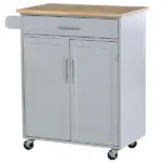 HOMCOM Mobile Kitchen Valet, Gray, Rolling Cart Island with Drawer, Cabinet and Towel Rack - Image 11
