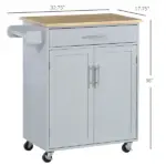 HOMCOM Mobile Kitchen Valet, Gray, Rolling Cart Island with Drawer, Cabinet and Towel Rack - Image 3