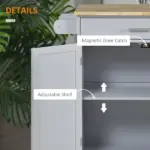HOMCOM Mobile Kitchen Valet, Gray, Rolling Cart Island with Drawer, Cabinet and Towel Rack - Image 7
