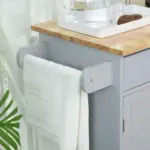 HOMCOM Mobile Kitchen Valet, Gray, Rolling Cart Island with Drawer, Cabinet and Towel Rack - Image 8